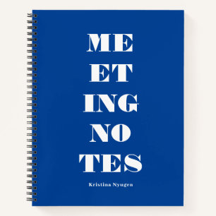 Moderne, mutige Typografie Blue Meeting Notes Notizblock