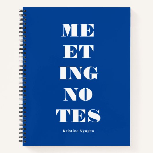 Moderne, mutige Typografie Blue Meeting Notes Notizblock (Vorderseite)