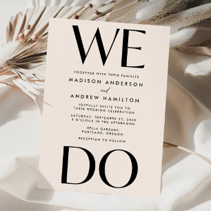 Moderne mutige Typografie Cream We Do Wedding Einladung