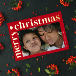 Moderne mutige Typografie Frohe Weihnachten Folien Feiertagskarte