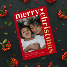 Moderne mutige Typografie Frohe Weihnachten Folien Feiertagskarte