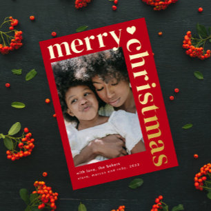 Moderne mutige Typografie Frohe Weihnachten Folien Feiertagskarte