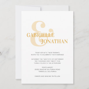 Moderne, mutige Typografie Gelbe Hochzeit Einladun
