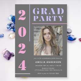 Moderne, mutige Typografie Gray Foto Graduation Pa Einladung