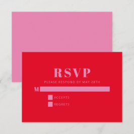 Moderne, mutige Typografie, hellrosa und rote Hoch RSVP Karte