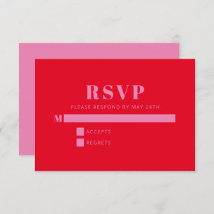 Moderne, mutige Typografie, hellrosa und rote Hoch RSVP Karte