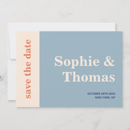 Moderne, mutige Typografie-Hochzeit rettet das Dat Einladung (Vorderseite)