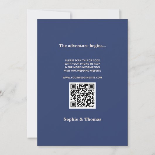 Moderne, mutige Typografie-Hochzeit rettet das Dat Einladung (Rückseite)