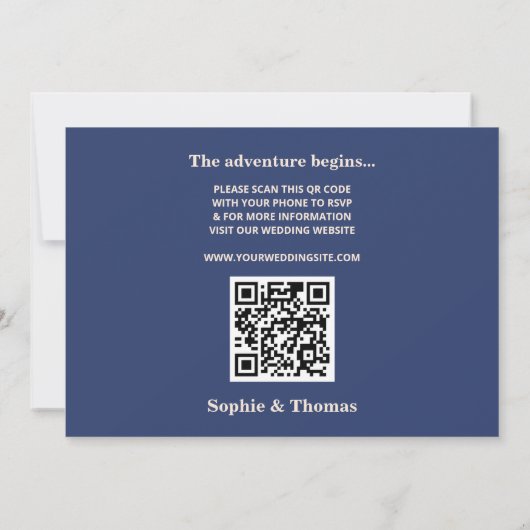 Moderne, mutige Typografie-Hochzeit rettet das Dat Einladung (Rückseite)