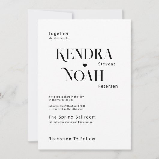 Moderne, mutige Typografie in einer QR-uAwg Einladung (Vorderseite)