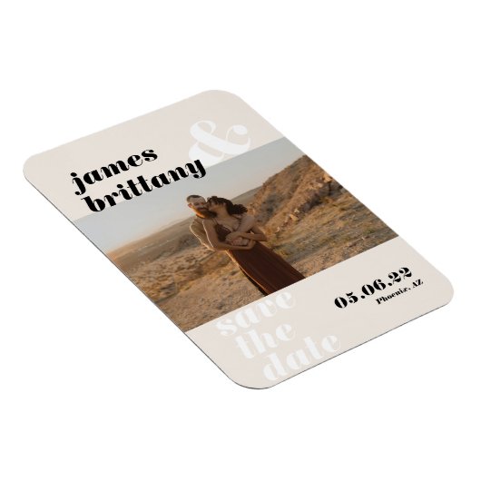 Moderne, mutige Typografie mit Foto Wedding Rettet Magnet (Rechte Seite)