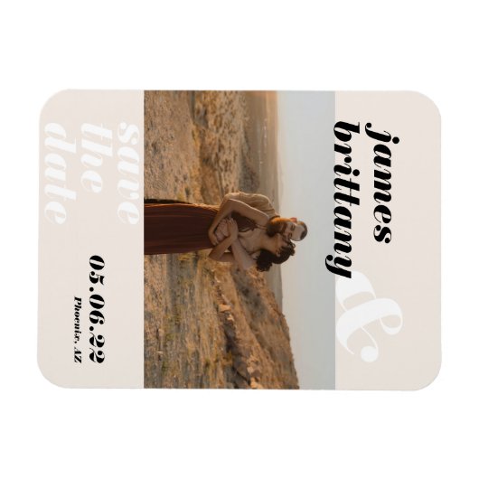 Moderne, mutige Typografie mit Foto Wedding Rettet Magnet (Horizontal)