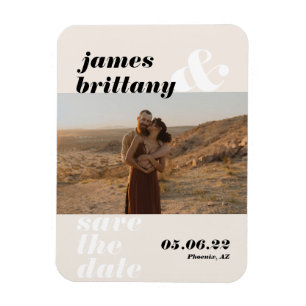 Moderne, mutige Typografie mit Foto Wedding Rettet Magnet