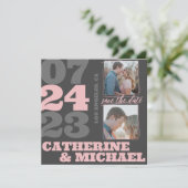 Moderne, mutige Typografie Pink & Grau Save The Date (Stehend Vorderseite)