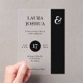 Moderne, mutige Typografie, Schwarz-Weiß-Hochzeit Acryleinladungen (Insitu (Handheld))