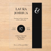 Moderne, mutige Typografie, Schwarz-Weiß-Hochzeit Acryleinladungen (Vorderseite)
