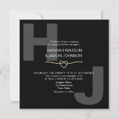 Moderne, mutige Typografie Schwarz-Weiß-Hochzeit Einladung (Rückseite)
