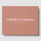 Moderne, mutige Typografie Terracotta und rosa Hoc Gästebuch (Vorderseite)