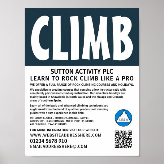 Moderne mutige, wandernde und kletternde Werbung Poster (Vorne)