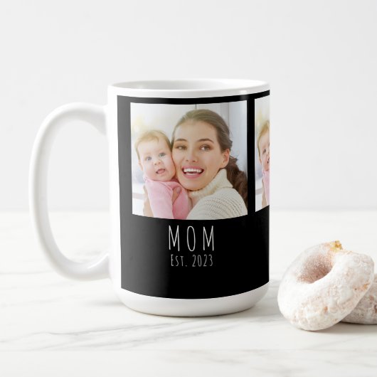 Moderne Mutter Established Schwarz 3 Foto Kaffeetasse (Mit Donut)