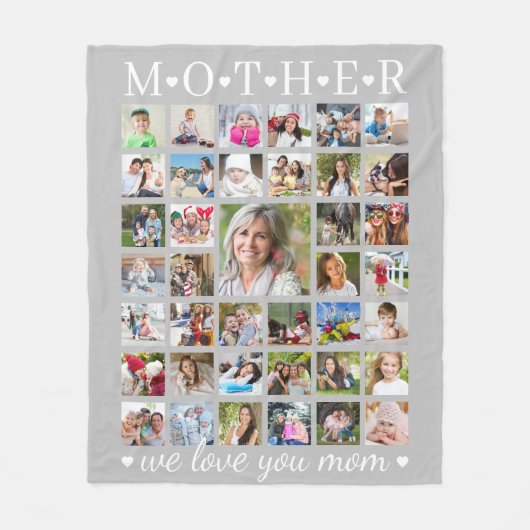 Moderne MUTTER-Fotocollage hört Ihren Text Fleecedecke (Vorderseite)