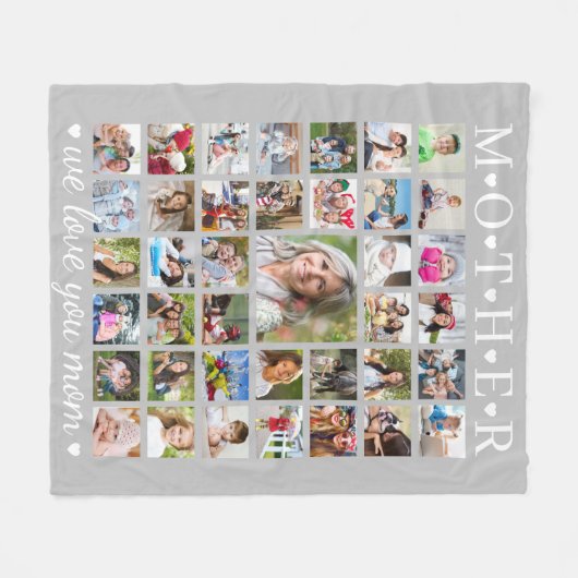 Moderne MUTTER-Fotocollage hört Ihren Text Fleecedecke (Vorderseite (Horizontal))