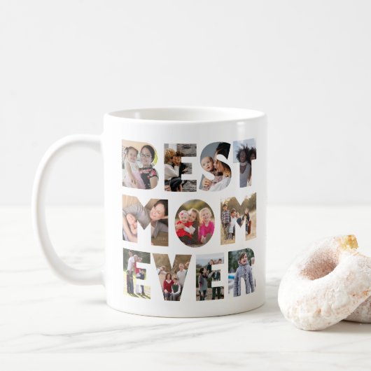 Moderne Mutter Mommy BEST MAMA JE 11 FotoCollage Kaffeetasse (Mit Donut)