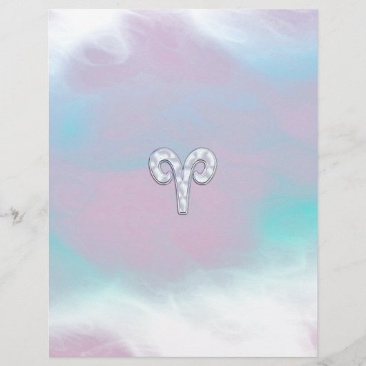 Moderne Mutter Perle Stil Aries Zodiac Symbol (Vorderseite)