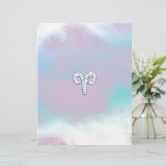 Moderne Mutter Perle Stil Aries Zodiac Symbol (Stehend Vorderseite)