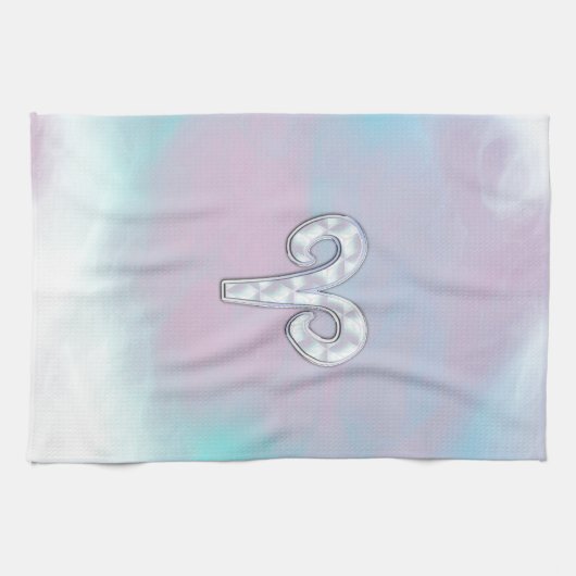 Moderne Mutter Perle Stil Aries Zodiac Symbol Geschirrtuch (Horizontal)