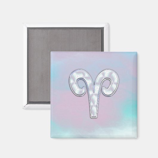 Moderne Mutter Perle Stil Aries Zodiac Symbol Magnet (Vorderseite/Rückseite)
