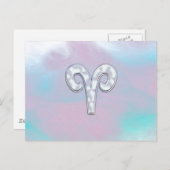 Moderne Mutter Perle Stil Aries Zodiac Symbol Postkarte (Vorne/Hinten)