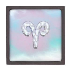 Moderne Mutter Perle Stil Aries Zodiac Symbol Schmuckkiste