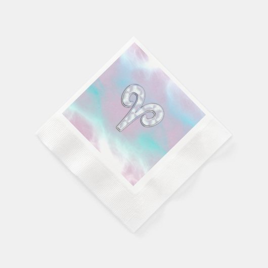 Moderne Mutter Perle Stil Aries Zodiac Symbol Serviette (Ecke)