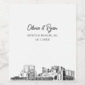 Moderne Myrtle Beach Hochzeit nach Maß Weinetikett (Einzelnes Label)