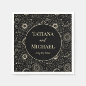 moderne mystische Hochzeit mit schwarzem Gold Serviette (Vorderseite)