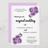 Moderne mystische Lila Rose Hochzeitseinladung Einladung (Vorne/Hinten)