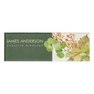 MODERNE NACHFOLGENDE CACTUS ORANGE FLORAL WATERCOL NAMENSCHILD