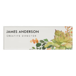 MODERNE NACHFOLGENDE CACTUS ORANGE FLORAL WATERCOL NAMENSCHILD