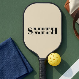 Moderne Nachname Beige Minimalist Pickleball Schläger