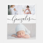 Moderne Nachname Skript Personalisierte Fotos Fleecedecke (Vorderseite)