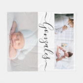 Moderne Nachname Skript Personalisierte Fotos Fleecedecke (Vorderseite (Horizontal))