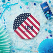 Moderne Nachname U.S.A.-Flagge Pappteller (Party)