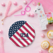 Moderne Nachname U.S.A.-Flagge Pappteller (Party)
