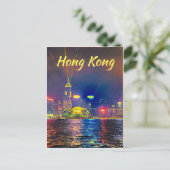 Moderne Nachtbeleuchtung in Hongkong Postkarte (Stehend Vorderseite)