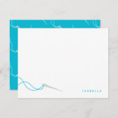 Moderne Nadel und Thread in Aqua Nähen Mitteilungskarte (Vorne/Hinten)