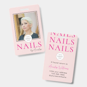 Moderne Nägel Blush Pink Fettes Logo Foto Salon Na Ausweis