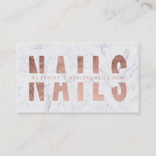Moderne Nägel schnitten Rosengoldtypographiemarmor Visitenkarte