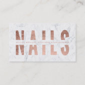 Moderne Nägel schnitten Rosengoldtypographiemarmor Visitenkarte (Rückseite)