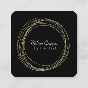 Moderne Nageldesignerin Faux Gold Kreise Handgemal Quadratische Visitenkarte